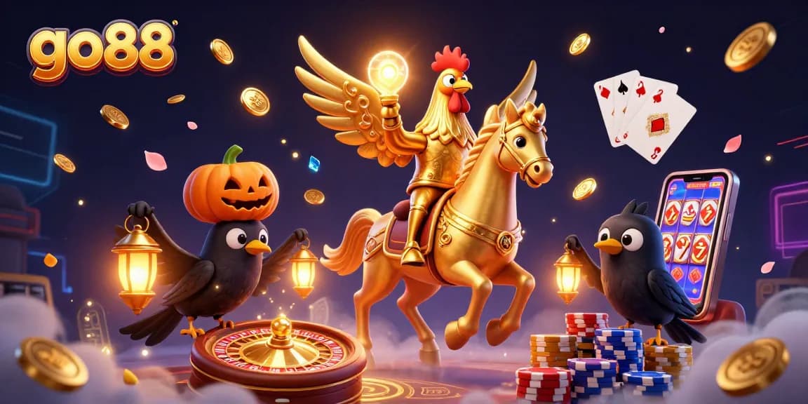 Experience the excitement of go88 with vibrant casino elements and animated characters in a dazzling scene.