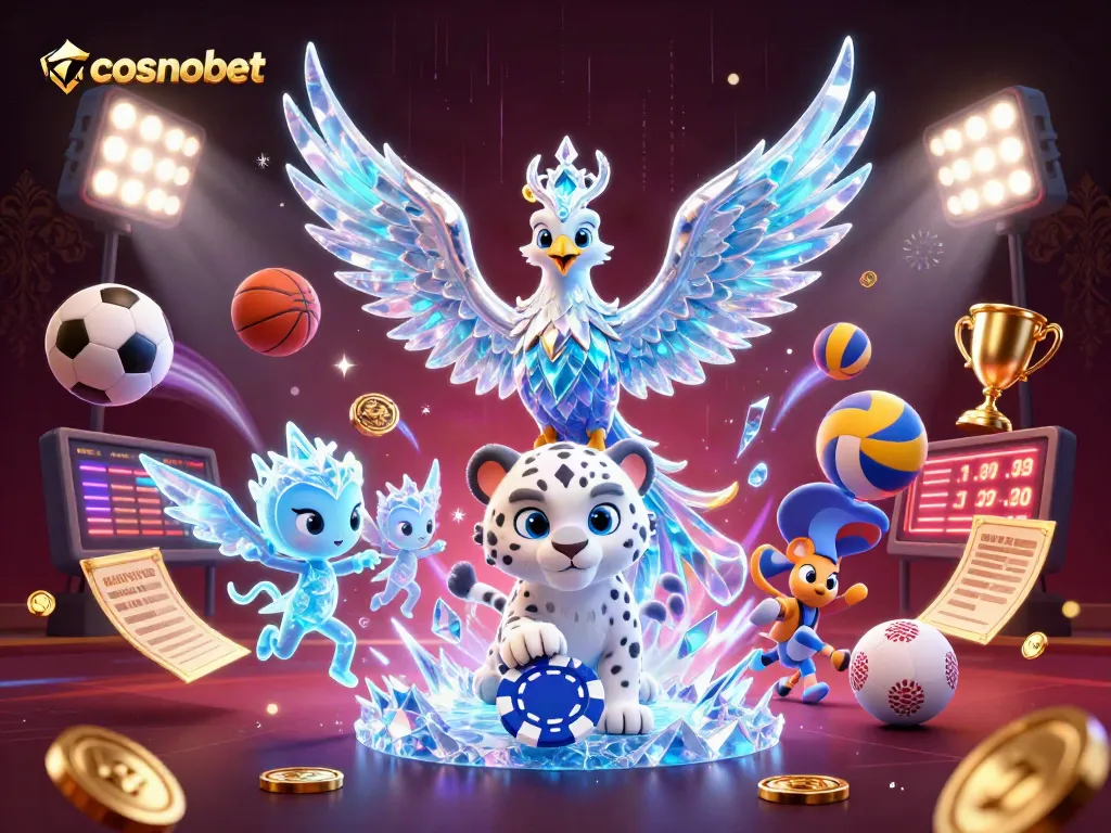 Experience exciting gaming at cosmobet with a vibrant illustration of characters and sports elements.