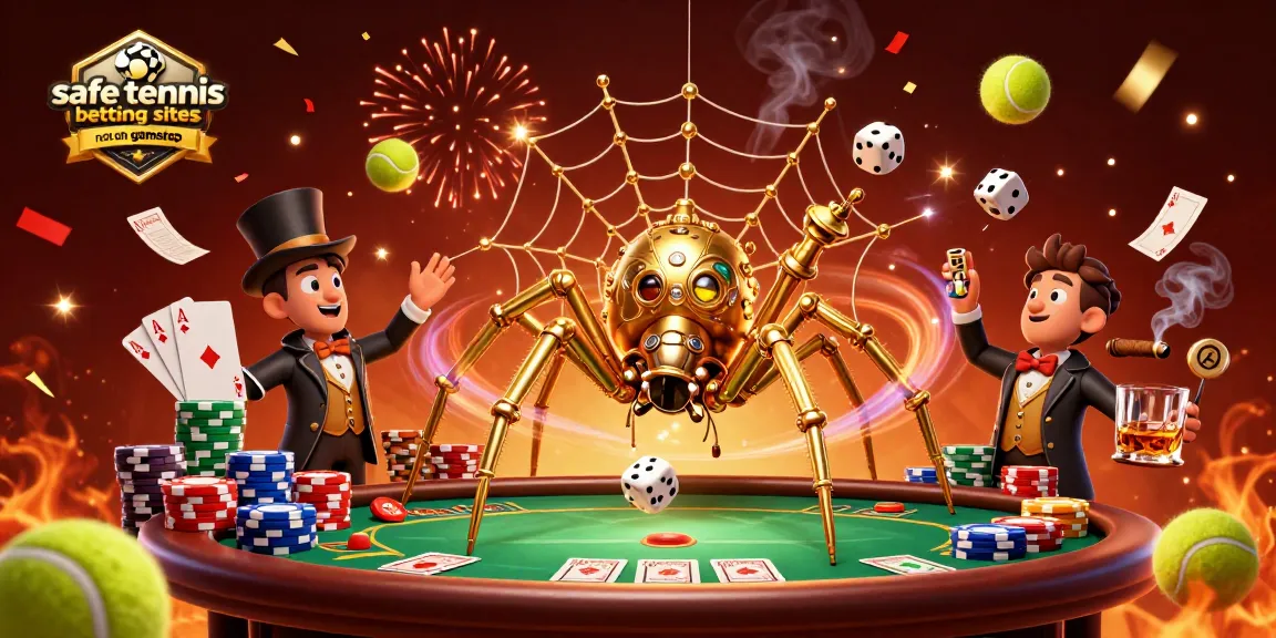 Explore safe tennis betting sites not on gamstop with steampunk elements and gambling ambiance.