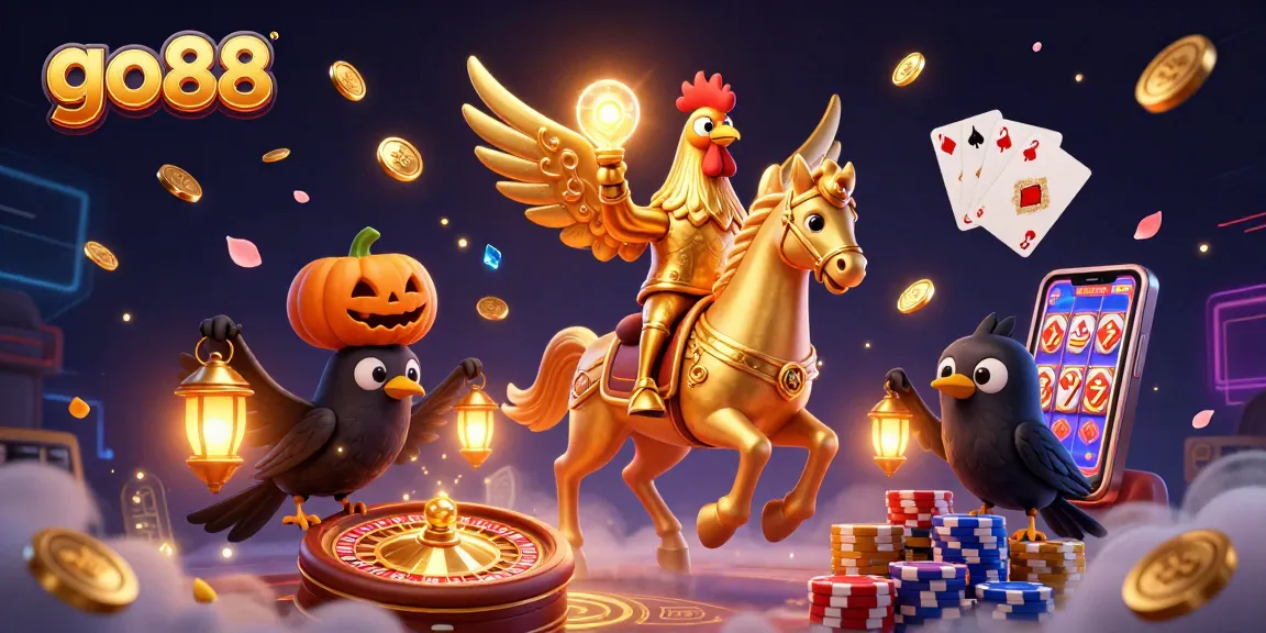 Experience the excitement of go88 with vibrant casino elements and animated characters in a dazzling scene.