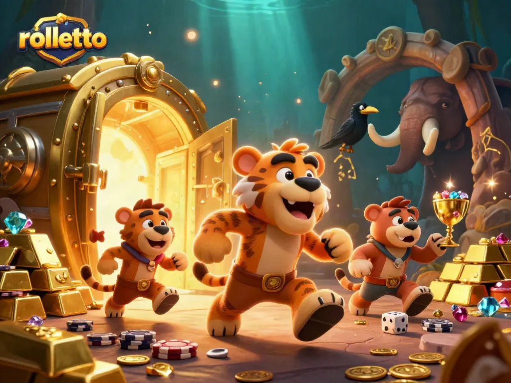 Engage with rolletto's vibrant casino scene featuring a caveman duo and treasures of fortune.