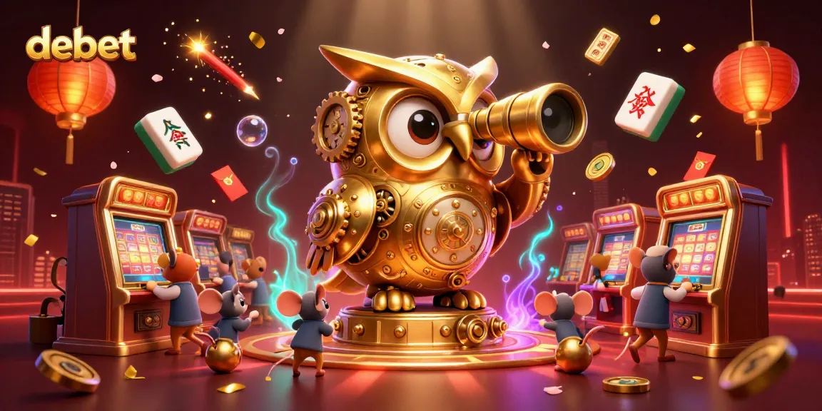 Engage with debet gaming action in a vibrant, detailed casino scene, showcasing charming characters and festive elements.