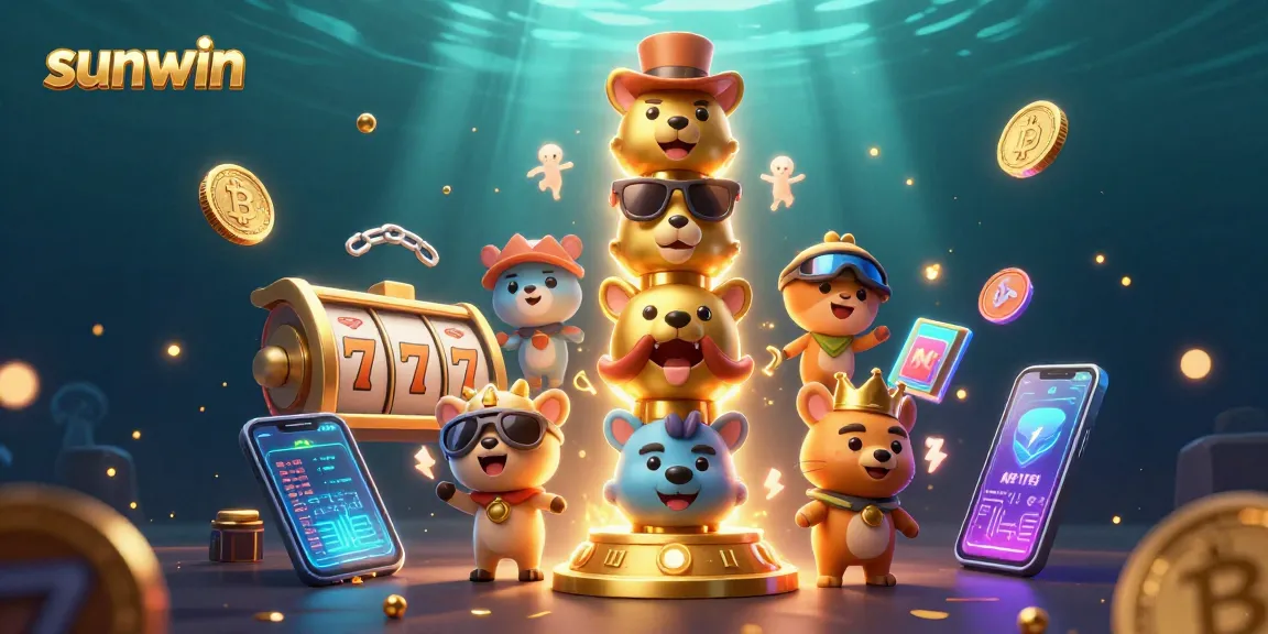 Spin to win with Sunwin's vibrant, animated casino scene featuring engaging slot reels and crypto elements.