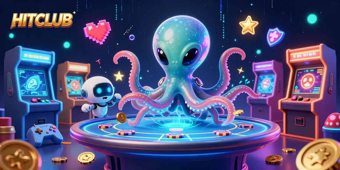 Engage in thrilling poker adventures at HITCLUB with an alien octopus and exciting game elements.